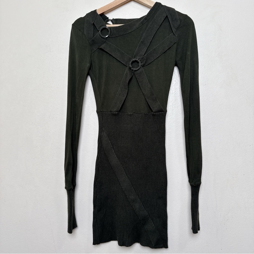 LAMB by Gwen Stefani Womens Small Military Gorp Core Mini Ribbed Dress - Picture 2 of 13